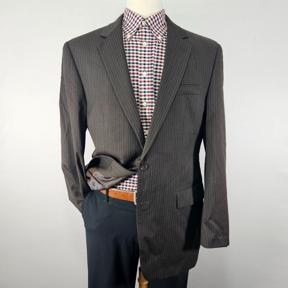 Lauren Ralph Lauren Men's Sport Coat Blazer Two Button Brown Striped Wool Sz 42L